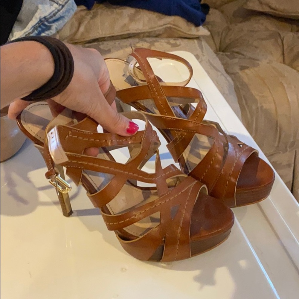 GUESS Brown Strap Heels